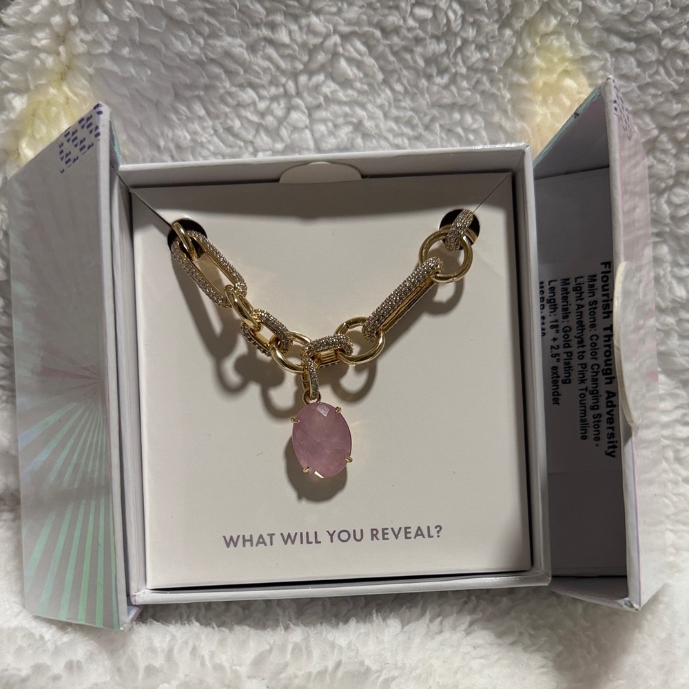 Gold and Pink Color Changing Pendant Necklace